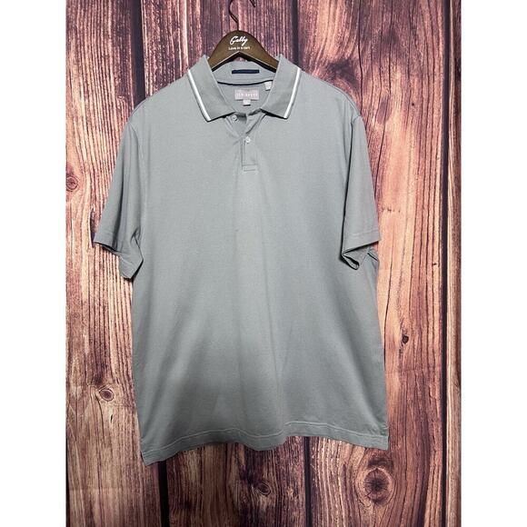 Ted Baker Shirt Men XL Button Polo GRAY Preppy Cotton - Picture 1 of 8